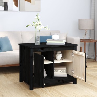 vidaXL Τραπεζάκι Σαλονιού Μαύρο 71x49x55cm Μασίφ Ξύλο Πεύκου 1 τεμ.