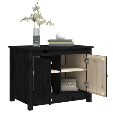 vidaXL Τραπεζάκι Σαλονιού Μαύρο 71x49x55cm Μασίφ Ξύλο Πεύκου 1 τεμ.