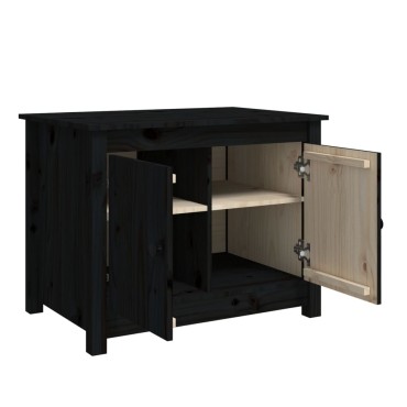 vidaXL Τραπεζάκι Σαλονιού Μαύρο 71x49x55cm Μασίφ Ξύλο Πεύκου 1 τεμ.