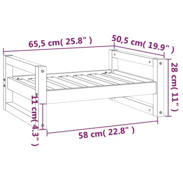 vidaXL Κρεβάτι Σκύλου Μελί 65,5x50,5x28 εκ. από Μασίφ Ξύλο Πεύκου