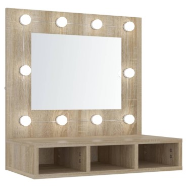 vidaXL Έπιπλο Καθρέπτη με LED Sonoma Δρυς 60x31,5x62cm 1 τεμ.