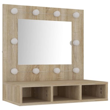 vidaXL Έπιπλο Καθρέπτη με LED Sonoma Δρυς 60x31,5x62cm 1 τεμ.