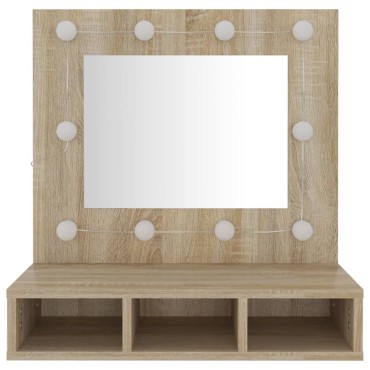 vidaXL Έπιπλο Καθρέπτη με LED Sonoma Δρυς 60x31,5x62cm 1 τεμ.