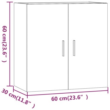 vidaXL Ντουλάπι Τοίχου Μαύρο 60x30x60cm από Επεξεργασμένο Ξύλο 1 τεμ.