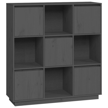 vidaXL Ντουλάπι Ψηλό Γκρι 110,5x35x117cm από Μασίφ Ξύλο Πεύκου 1 τεμ.