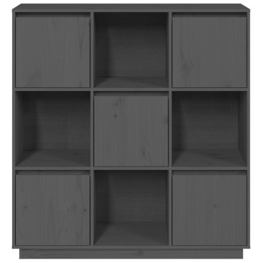 vidaXL Ντουλάπι Ψηλό Γκρι 110,5x35x117cm από Μασίφ Ξύλο Πεύκου 1 τεμ.