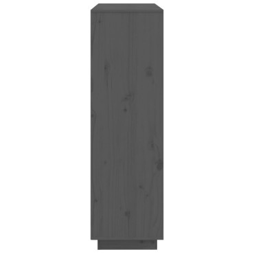 vidaXL Ντουλάπι Ψηλό Γκρι 110,5x35x117cm από Μασίφ Ξύλο Πεύκου 1 τεμ.
