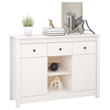 vidaXL Μπουφές Λευκός 100x35x75cm από Μασίφ Ξύλο Πεύκου 1 τεμ.