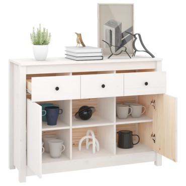 vidaXL Μπουφές Λευκός 100x35x75cm από Μασίφ Ξύλο Πεύκου 1 τεμ.