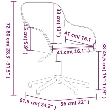 vidaXL Καρέκλες Τραπεζαρίας Περιστρεφόμενες 2 τεμ. Αν. Γκρι Βελούδινες 56x61,5x(72-80)cm