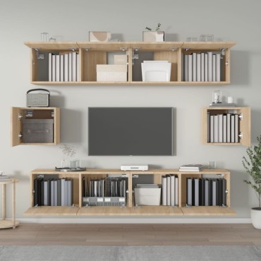 vidaXL Σετ Επίπλων Τηλεόρασης 6 Τεμαχίων Sonoma Δρυς Επεξ. Ξύλο