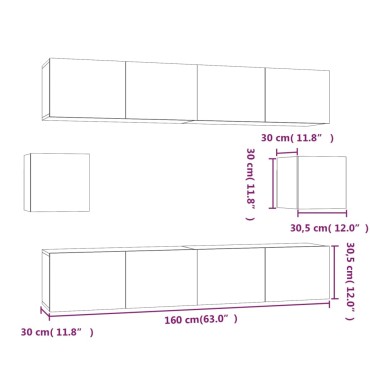 vidaXL Σετ Επίπλων Τηλεόρασης 6 Τεμαχίων Sonoma Δρυς Επεξ. Ξύλο