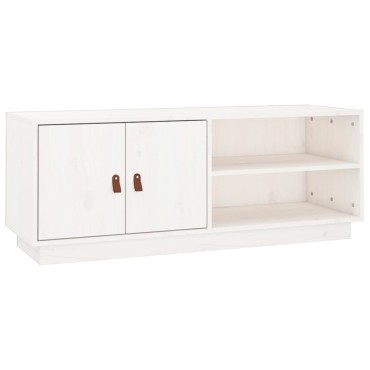 vidaXL Έπιπλο Τηλεόρασης Λευκό 105x34x40cm από Μασίφ Ξύλο Πεύκου