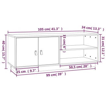 vidaXL Έπιπλο Τηλεόρασης Γκρι 105x34x40cm από Μασίφ Ξύλο Πεύκου