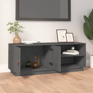 vidaXL Έπιπλο Τηλεόρασης Γκρι 105x34x40cm από Μασίφ Ξύλο Πεύκου