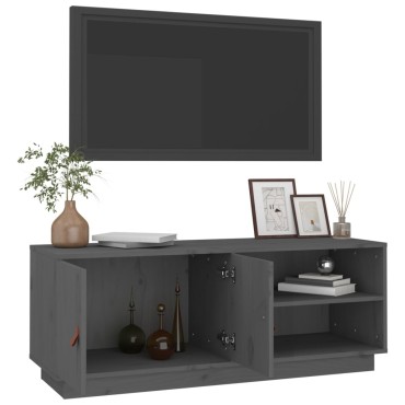 vidaXL Έπιπλο Τηλεόρασης Γκρι 105x34x40cm από Μασίφ Ξύλο Πεύκου
