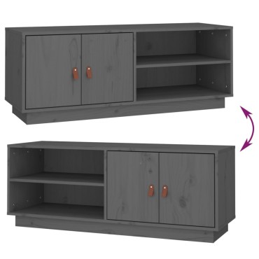 vidaXL Έπιπλο Τηλεόρασης Γκρι 105x34x40cm από Μασίφ Ξύλο Πεύκου