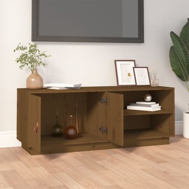 vidaXL Έπιπλο Τηλεόρασης Καφέ Μελί 105x34x40cm από Μασίφ Ξύλο Πεύκου
