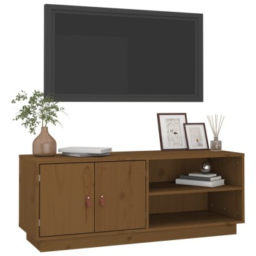 vidaXL Έπιπλο Τηλεόρασης Καφέ Μελί 105x34x40cm από Μασίφ Ξύλο Πεύκου