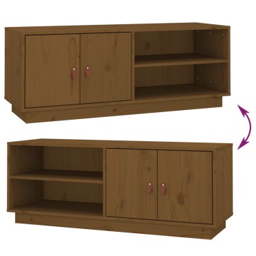 vidaXL Έπιπλο Τηλεόρασης Καφέ Μελί 105x34x40cm από Μασίφ Ξύλο Πεύκου