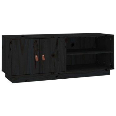 vidaXL Έπιπλο Τηλεόρασης Μαύρο 105x34x40cm από Μασίφ Ξύλο Πεύκου