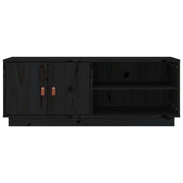 vidaXL Έπιπλο Τηλεόρασης Μαύρο 105x34x40cm από Μασίφ Ξύλο Πεύκου