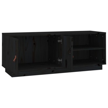 vidaXL Έπιπλο Τηλεόρασης Μαύρο 105x34x40cm από Μασίφ Ξύλο Πεύκου