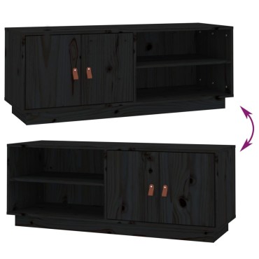 vidaXL Έπιπλο Τηλεόρασης Μαύρο 105x34x40cm από Μασίφ Ξύλο Πεύκου