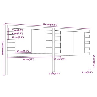 vidaXL Κεφαλάρι 126x4x100cm από Μασίφ Ξύλο Πεύκου 1 τεμ.