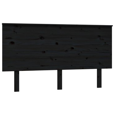 vidaXL Κεφαλάρι Κρεβατιού Μαύρο 144x6x82,5cm Μασίφ Ξύλο Πεύκου 1 τεμ.