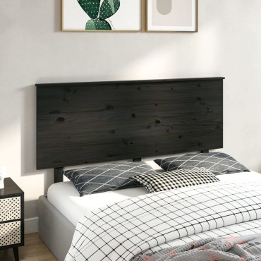 vidaXL Κεφαλάρι Κρεβατιού Μαύρο 144x6x82,5cm Μασίφ Ξύλο Πεύκου 1 τεμ.