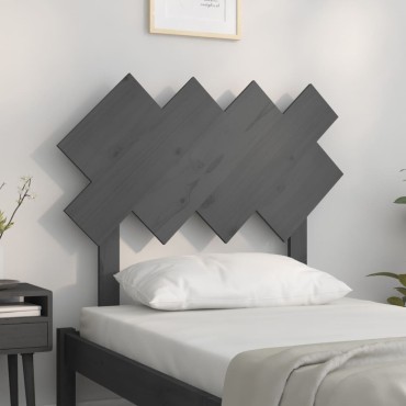 vidaXL Κεφαλάρι Κρεβατιού Γκρι 92x3x81cm από Μασίφ Ξύλο Πεύκου 1 τεμ.