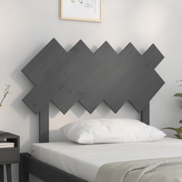 vidaXL Κεφαλάρι Κρεβατιού Γκρι 104x3x80,5cm από Μασίφ Ξύλο Πεύκου 1 τεμ.