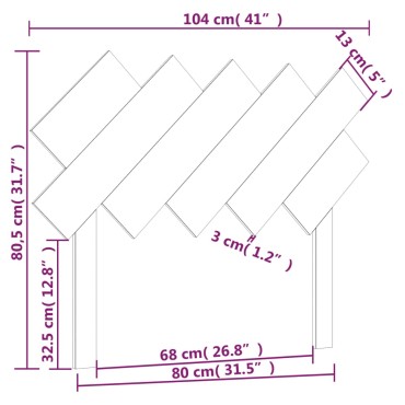 vidaXL Κεφαλάρι Κρεβατιού Γκρι 104x3x80,5cm από Μασίφ Ξύλο Πεύκου 1 τεμ.