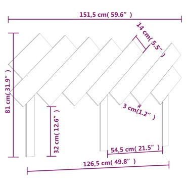 vidaXL Κεφαλάρι Κρεβατιού Γκρι 151,5x3x81cm από Μασίφ Ξύλο Πεύκου 1 τεμ.