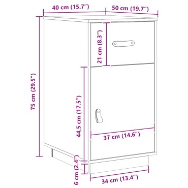 vidaXL Ντουλάπι Γραφείου Λευκό 40x50x75cm Μασίφ Ξύλο Πεύκου 1 τεμ.
