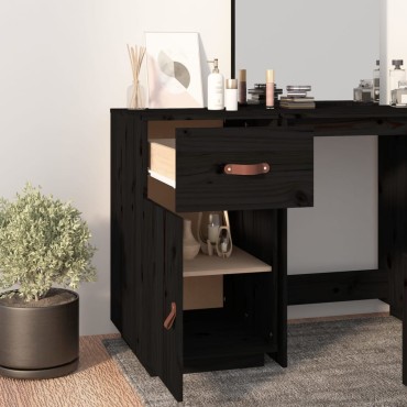 vidaXL Ντουλάπι Γραφείου Μαύρο 40x50x75cm Μασίφ Ξύλο Πεύκου 1 τεμ.