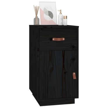 vidaXL Ντουλάπι Γραφείου Μαύρο 40x50x75cm Μασίφ Ξύλο Πεύκου 1 τεμ.