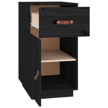 vidaXL Ντουλάπι Γραφείου Μαύρο 40x50x75cm Μασίφ Ξύλο Πεύκου 1 τεμ.
