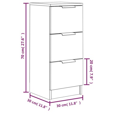 vidaXL Μπουφές Λευκά 30x30x70cm από Επεξεργασμένο Ξύλο 1 τεμ.