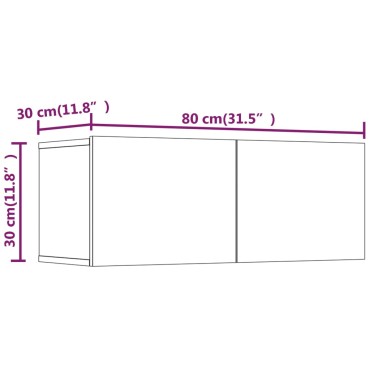 vidaXL Έπιπλα Τηλεόρασης 2 τεμ. Καπν. Δρυς 80x30x30cm Επ. Ξύλο