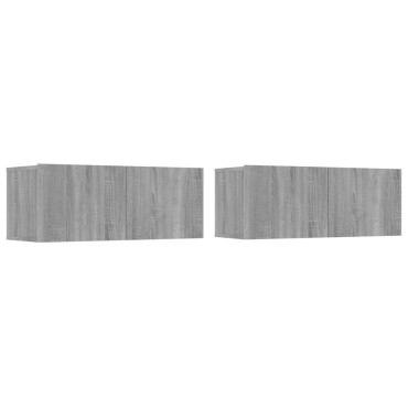 vidaXL Έπιπλα Τηλεόρασης 2 τεμ. Γκρι Sonoma 80x30x30cm Επεξ. Ξύλο