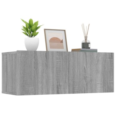 vidaXL Έπιπλα Τηλεόρασης 2 τεμ. Γκρι Sonoma 80x30x30cm Επεξ. Ξύλο