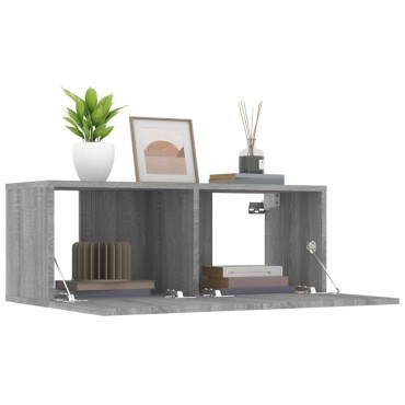 vidaXL Έπιπλα Τηλεόρασης 2 τεμ. Γκρι Sonoma 80x30x30cm Επεξ. Ξύλο
