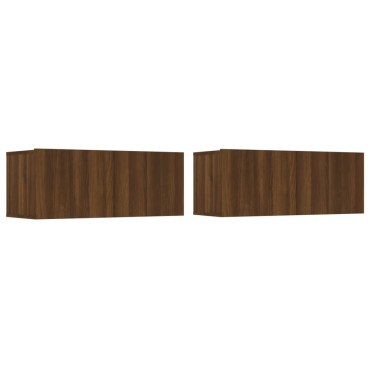 vidaXL Έπιπλα Τηλεόρασης 2 τεμ. Καφέ Δρυς 80x30x30cm Επεξ. Ξύλο
