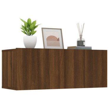 vidaXL Έπιπλα Τηλεόρασης 2 τεμ. Καφέ Δρυς 80x30x30cm Επεξ. Ξύλο