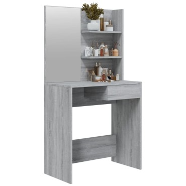 vidaXL Μπουντουάρ με Καθρέφτη Γκρι Sonoma 74,5x40x141cm