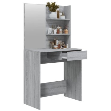 vidaXL Μπουντουάρ με Καθρέφτη Γκρι Sonoma 74,5x40x141cm