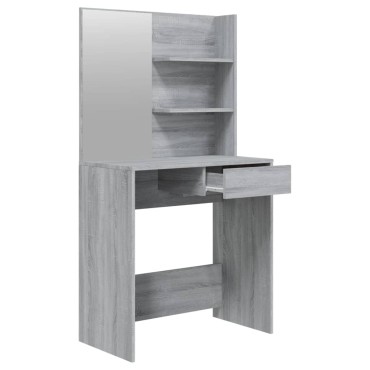 vidaXL Μπουντουάρ με Καθρέφτη Γκρι Sonoma 74,5x40x141cm
