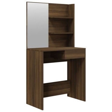 vidaXL Μπουντουάρ με Καθρέφτη Καφέ Δρυς 74,5x40x141cm